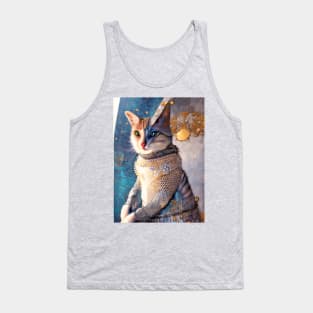 Silver armor knight cat: Milady Tank Top